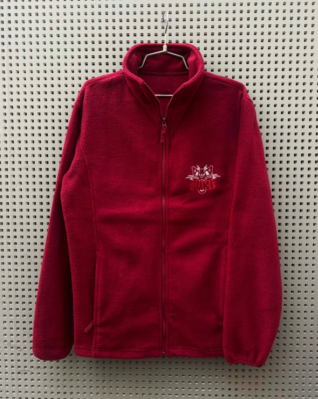 Pure " Cat " Fleece Jacket Burgundy