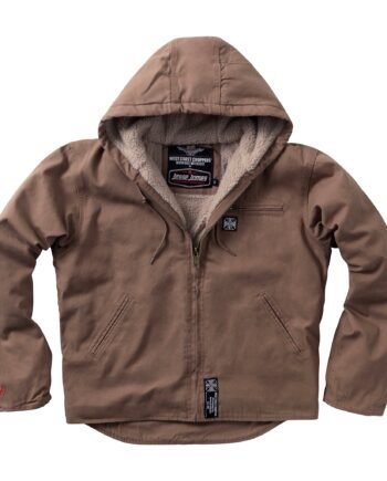 WEST COAST CHOPPERS LINED CANVAS WORK JACKET - BROWN